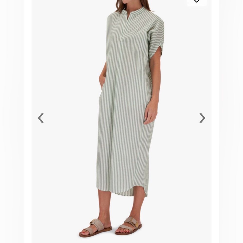 Zero + Maria Cornejo Aissa Long Green Stripe Dress Size 6